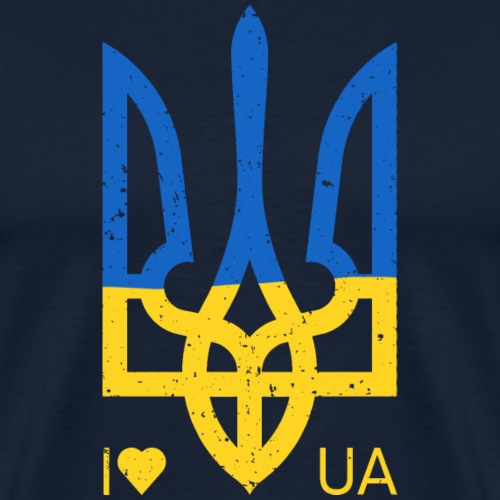 ukraine flag trident I love UA - Men's Premium T-Shirt