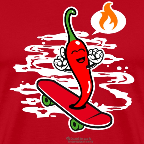 Chili Pepper Chillig auf Skateboard - Männer Premium T-Shirt