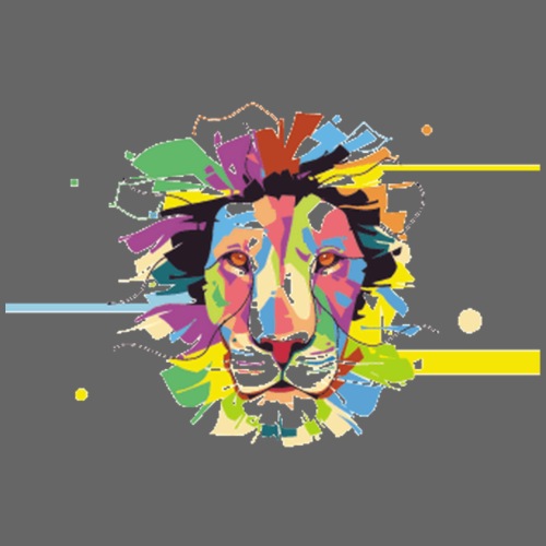 Retrato de arte pop de león - Camiseta premium hombre
