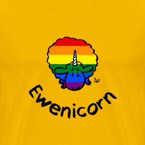 Rainbow Ewenicorn - se on yksisarvinen lammas! (Text) - Miesten premium t-paita