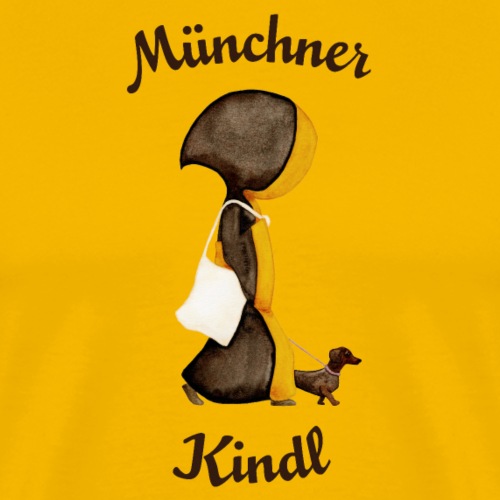Münchner Kindl mit Dackel und Jutebeutel - Männer Premium T-Shirt