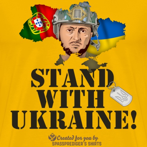 Ukraine Portugal Selenskyj Stand with Ukraine - Männer Premium T-Shirt