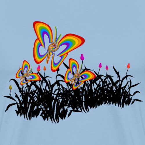 Regenbogen Schmetterlinge Bunt Farben Blüten Kunst - Männer Premium T-Shirt