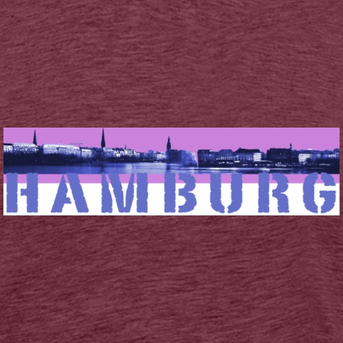 Binnenalster Panorama: pink/blau mit Hamburg Logo - Männer Premium T-Shirt