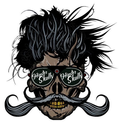 hipster skull tete de mort crane barbu moustache - T-shirt Premium Homme