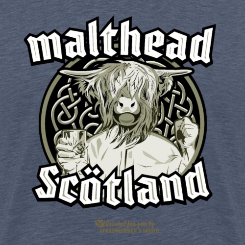 Whisky Merch Design Malthead Scotland Hochlandrind - Männer Premium T-Shirt