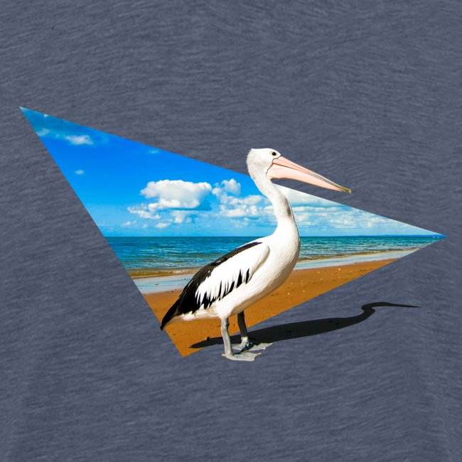 Pelikan am Strand mit dynamischer Form