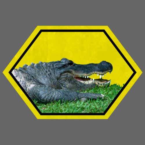 Achtung Krokodil! Echtes Foto mit Grafik-Rahmen - Männer Premium T-Shirt