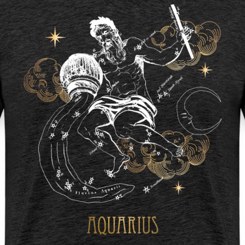 Aquarius Vintage Celestial Map White & Gold - Herre premium T-shirt