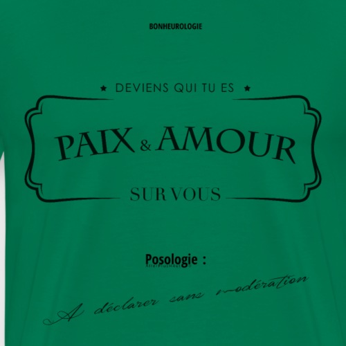 Aller Plus H4ut - Paix & Amour - Noir - T-shirt Premium Homme