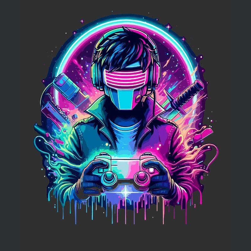 Neon Cyber Controller - Retro Gaming Power