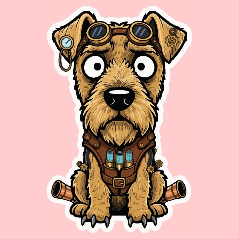 Steampunk Terrier Dog Propulsion und Fläschchen