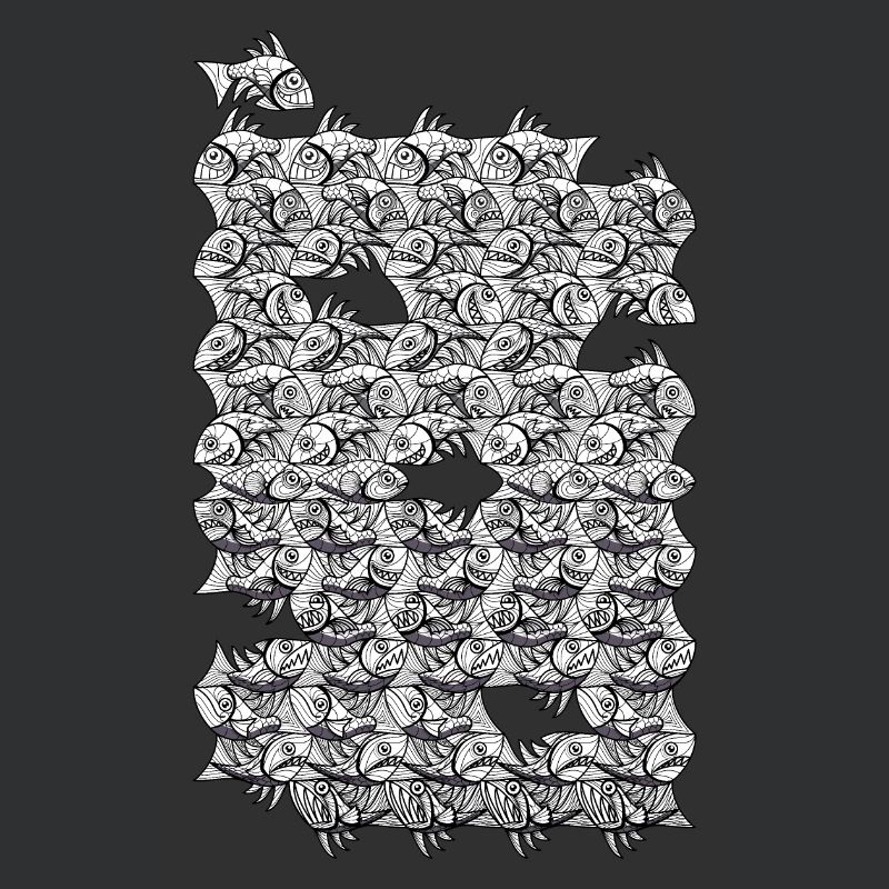 Repeated monochrome fish