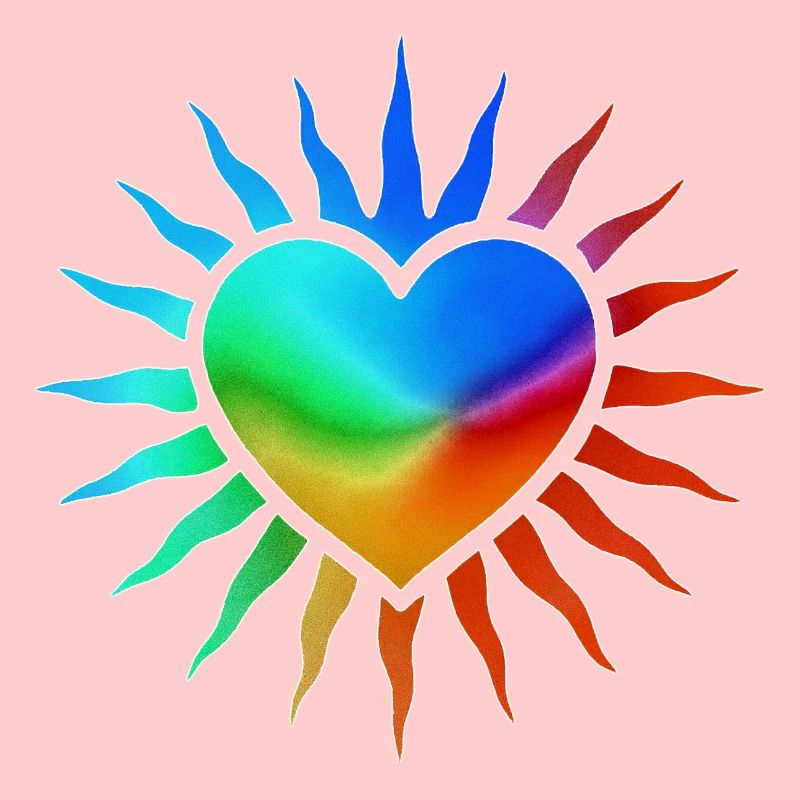 Regenbogenherz mit Sonnenstrahlen