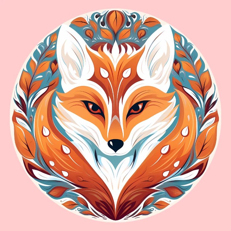 Fox illustration in stylish leaf design
