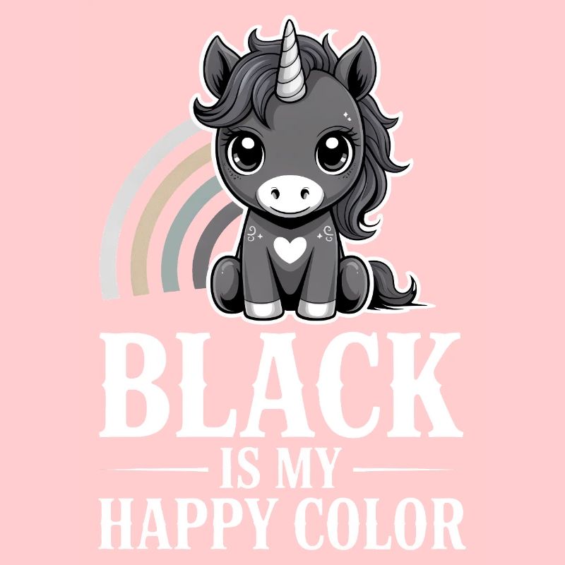 Le noir est ma licorne de couleur joyeuse
