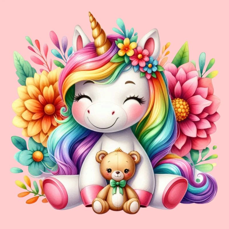 Regenbogen Einhorn Blumentraum