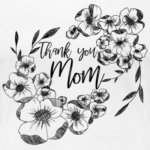 Grazie mamma, con doodle di fiori d'inchiostro - Maglietta Premium da donna