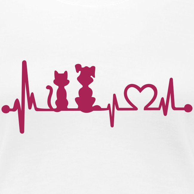 dog cat heartbeat - Frauen Premium T-Shirt