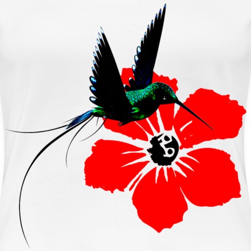 Kolibrie mit Blüte - Frauen Premium T-Shirt
