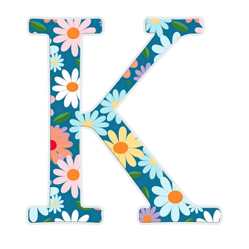 Customizable Monogram K Floral Pattern