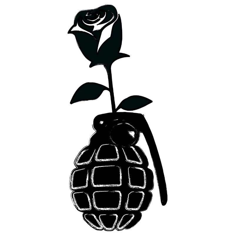 Grenade à main avec fleur - rose - illustration peinte