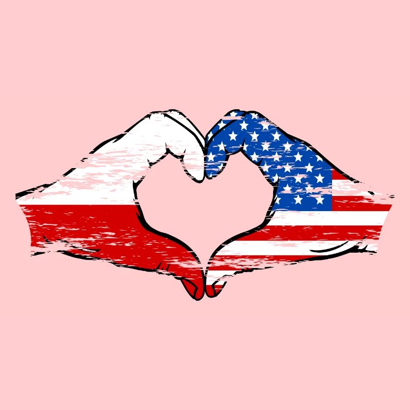 Pologne USA drapeau coeur forme utilisé