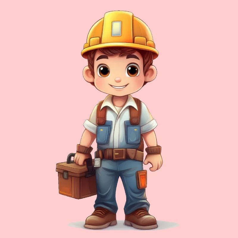 A construction worker with a toolbox