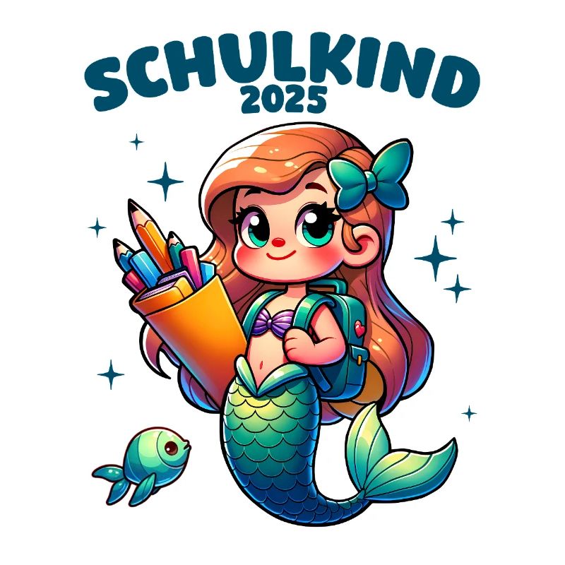 Schulkind 2025 Meerjungfrau Mädchen Einschulung