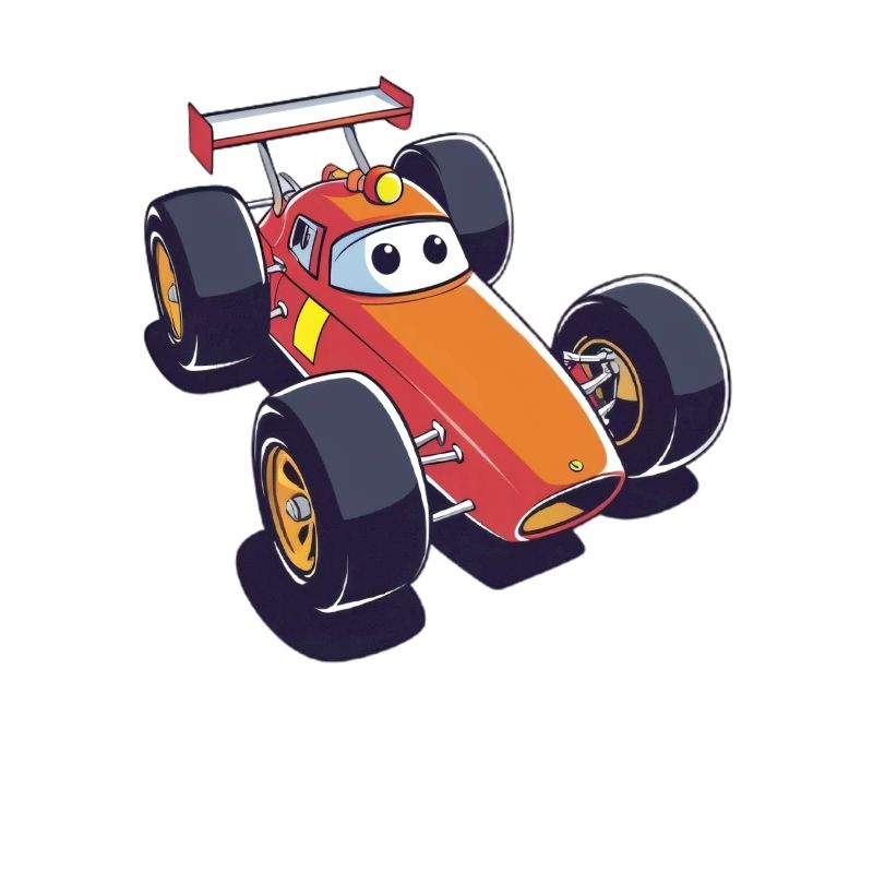 Voiture de course de dessin animé avec de grands yeux