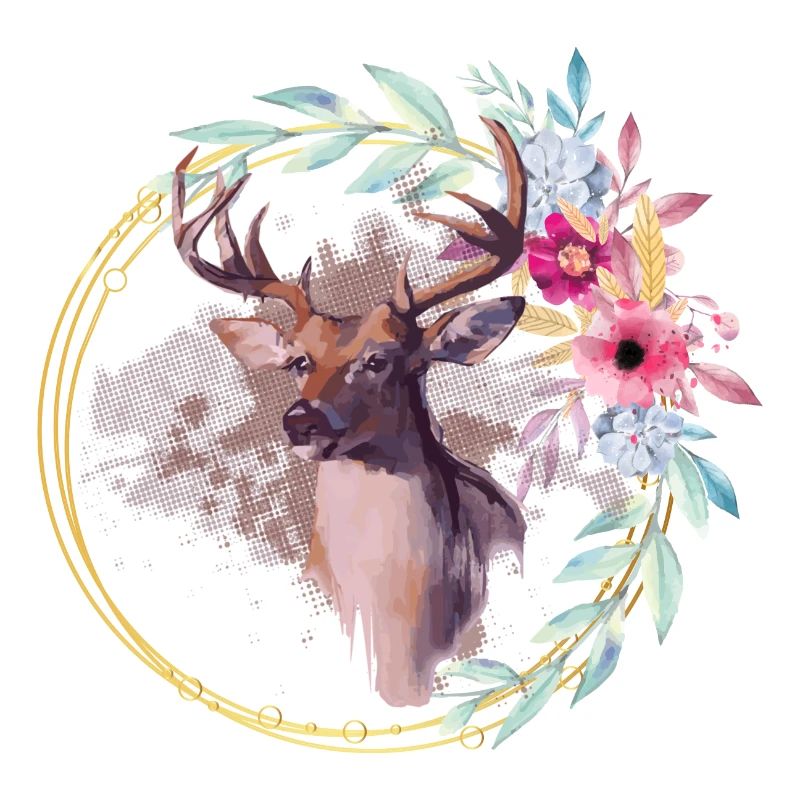 Hirsch mit Blumen