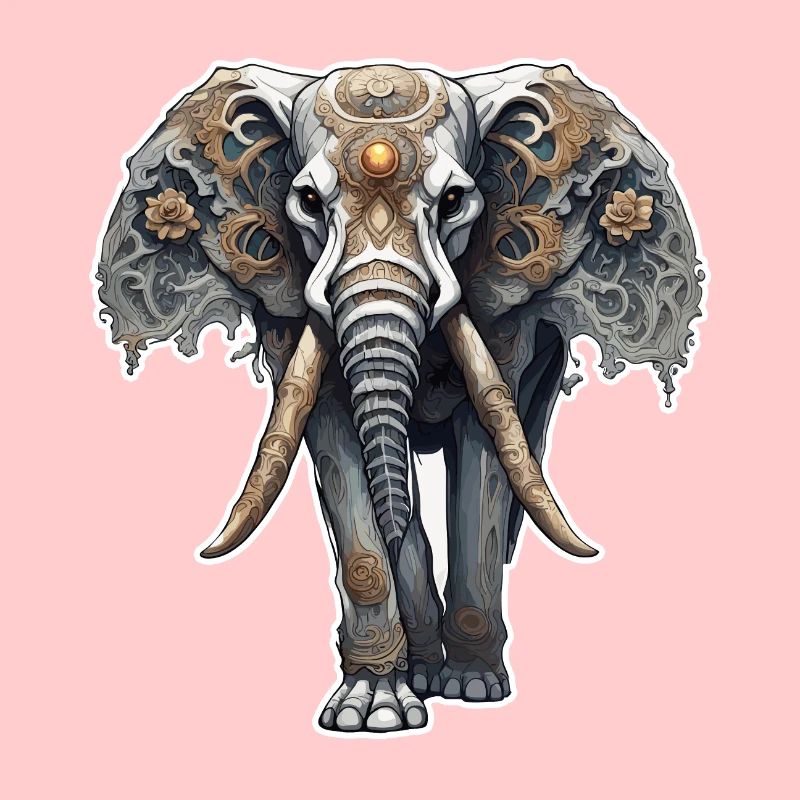 Elephant / Animal / Oriental / Flowers / Pattern
