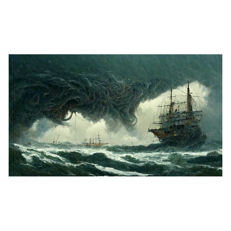 Alien Leviathan attacks large sailing ship