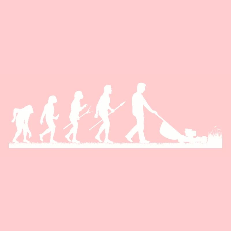 Mann mäht Rasen EVOLUTION Kleingarten Rasenmäher