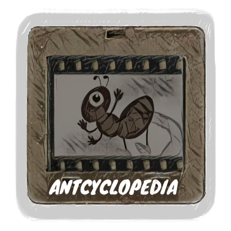 Eine einäugige Ameise auf einem Dia. Antcyclopedia