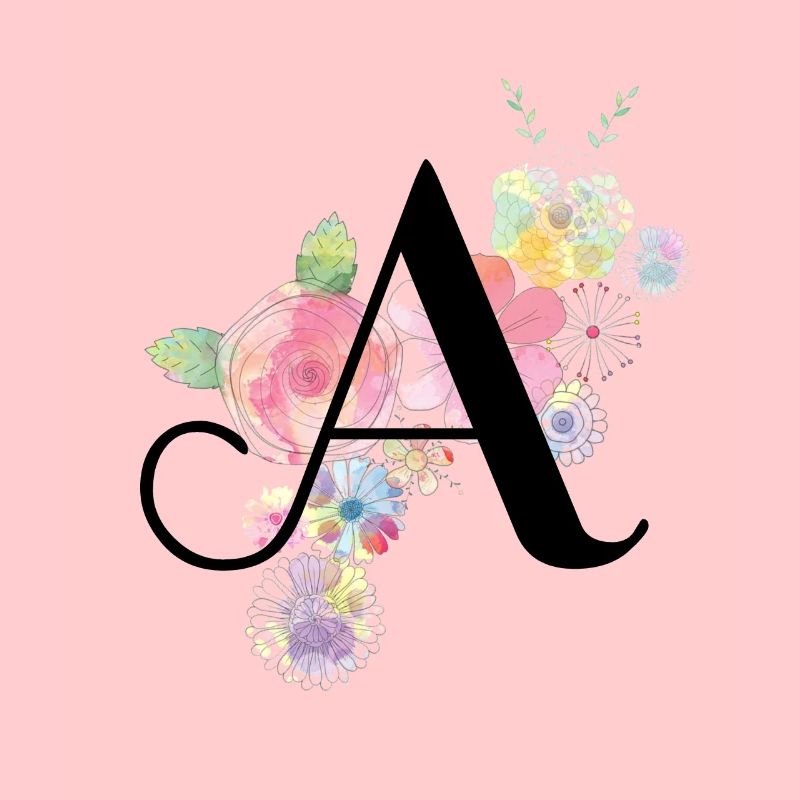 Monogramm Buchstabe A mit Pastellblüten