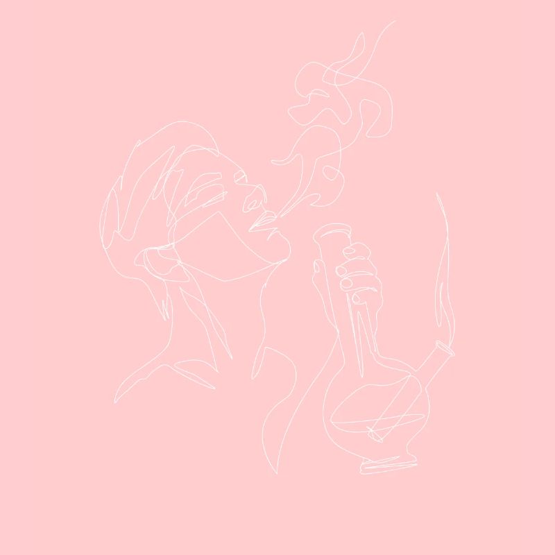 Smoke bong lineart blanc