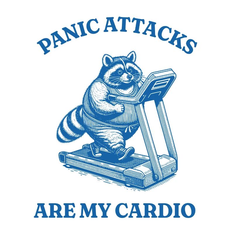Chubby raccoon on a treadmill | panic attacks