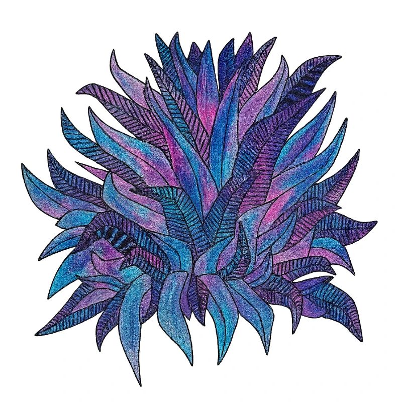 Purple Blue Leaf Pattern