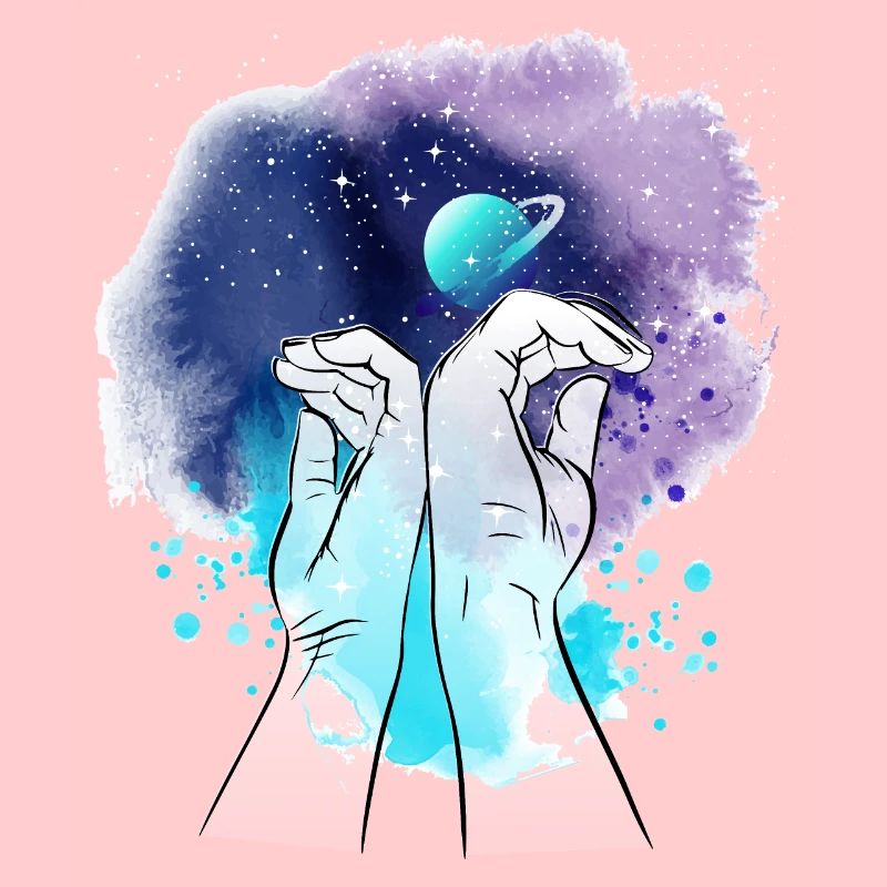 Galaxy hands illustration