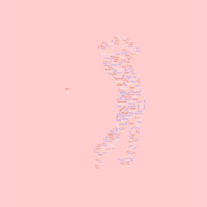 Tee graphique de golf avec conception de motifs de mots.