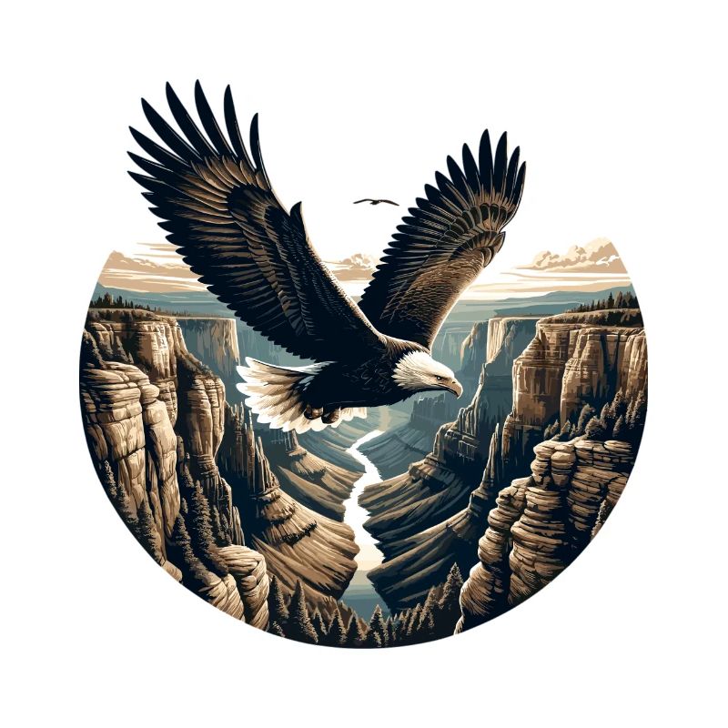 Eagle soars over canyon