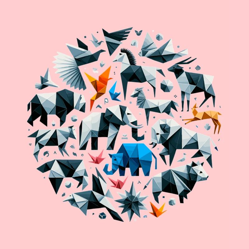 Origami-inspired animal pattern