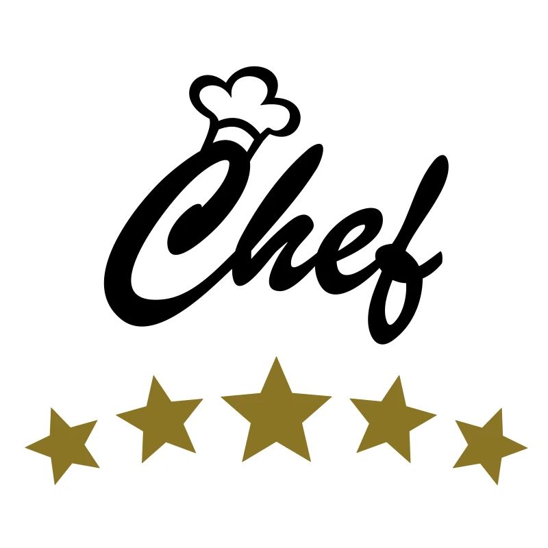 Chef with Chef´s hat and 5 stars.