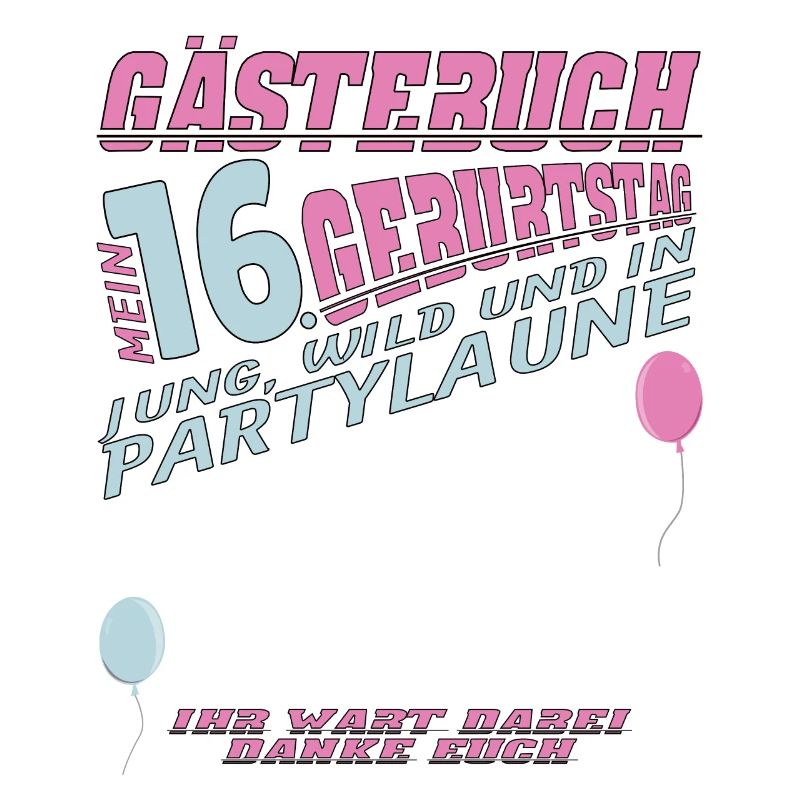 16. Geburtstag Mädchen & Junge Gästebuch