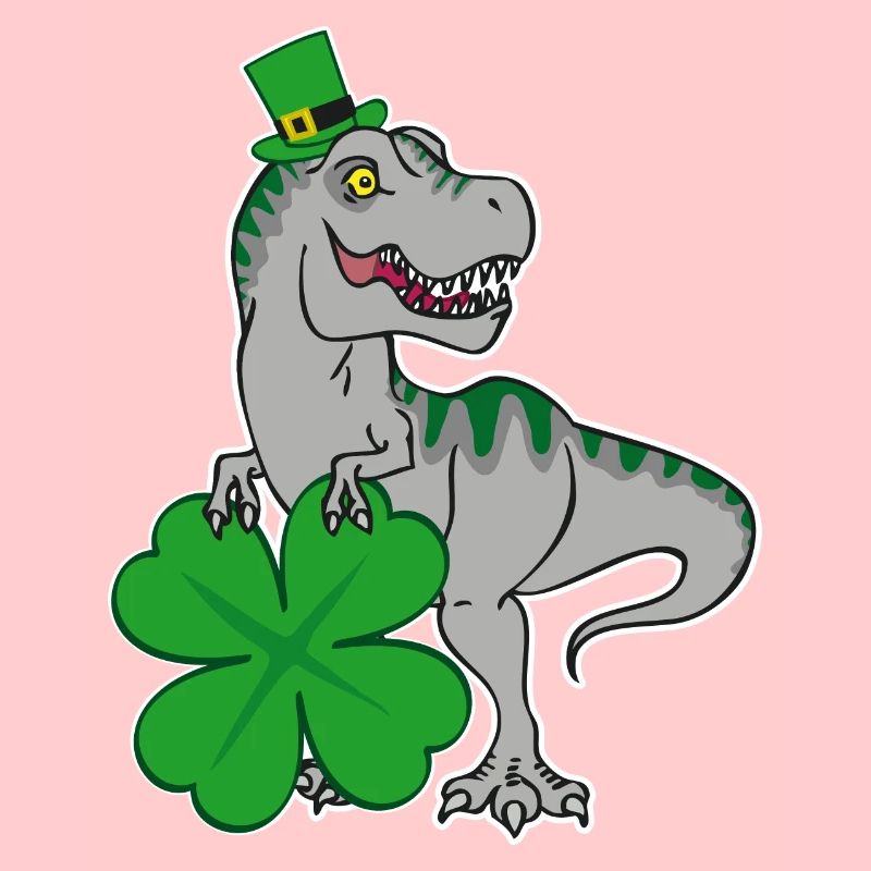 T-Rex de la Saint-Patrick avec feuille de trèfle et chapeau