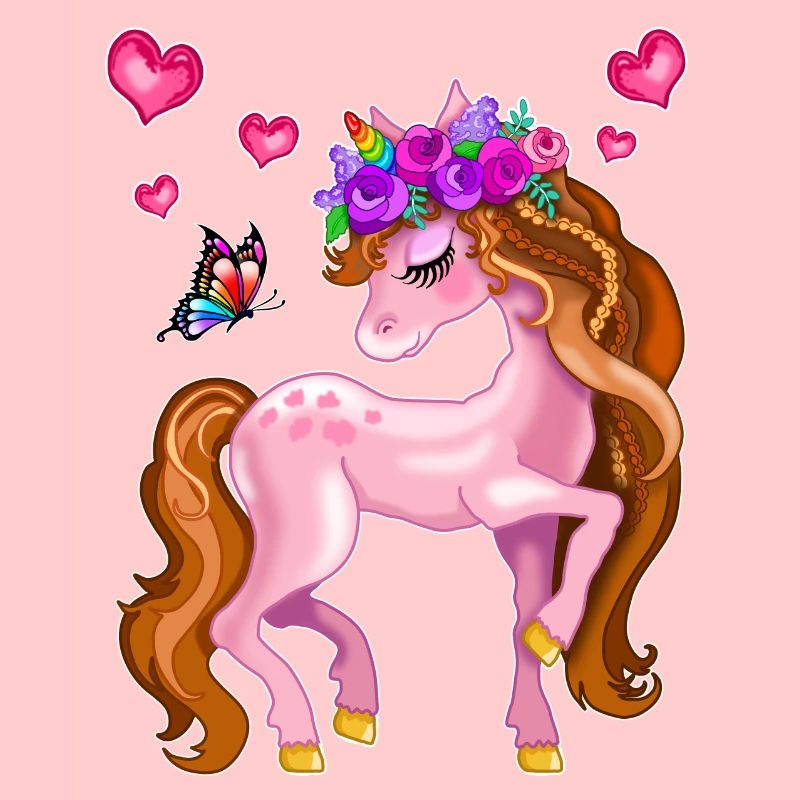 süßes Einhorn mit Schmetterling