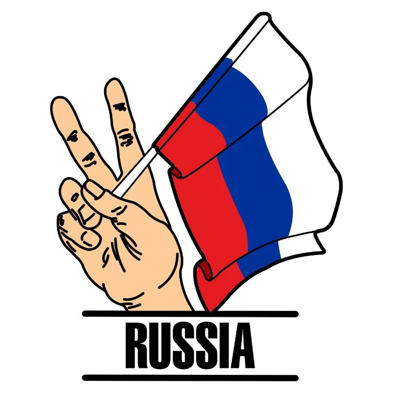 Drapeau Russie signe de paix texte RUSSIE