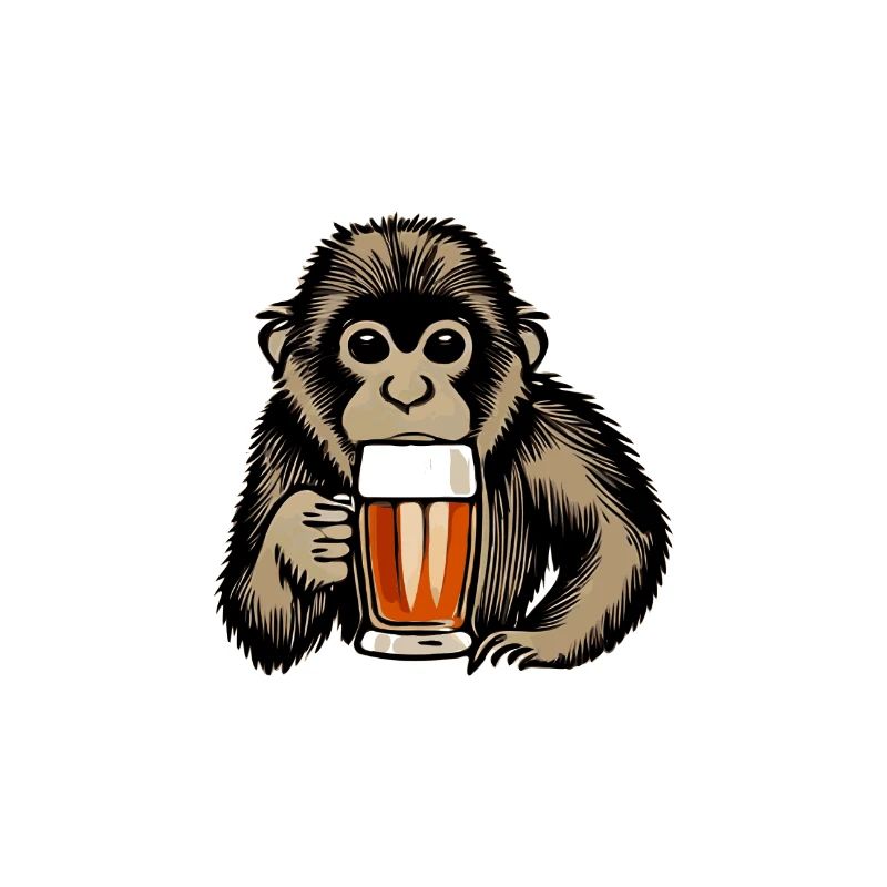 Monkey drinking beer