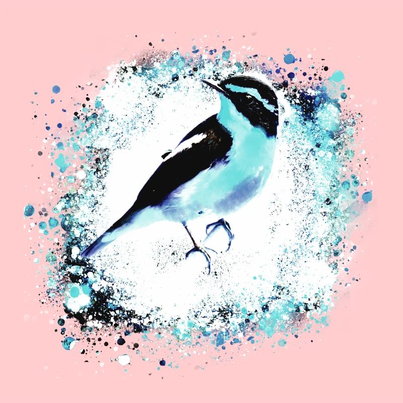bird, drawing, painting, meise,light blue